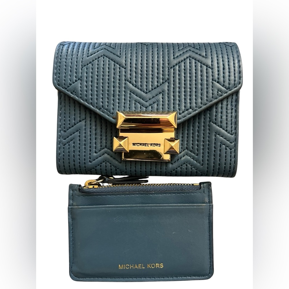 Michael Kors Whitney Small Quilted Leather Wallet & Slim Card Case Set